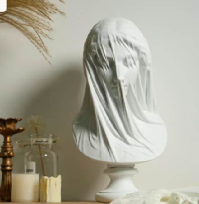 Luxe beeld buste Griekse gesluierde dame (16cm)