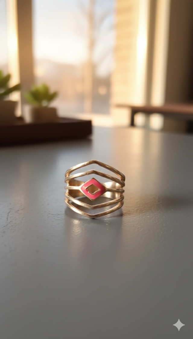 Bague T54 losange dorée  