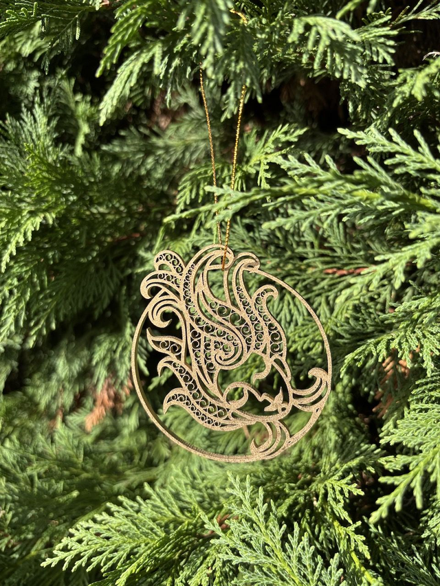 Boule de Noel Vierge Or