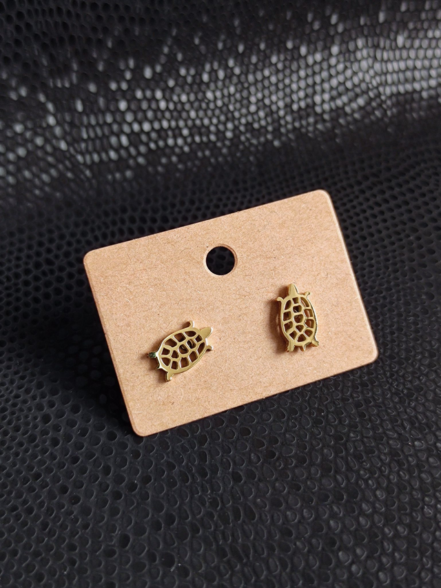 Edelstahl Ohrstecker | Schildkröte | Gold