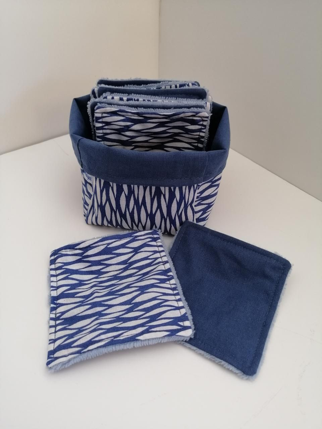 Carrés démaquillants polaire et panière assortie 