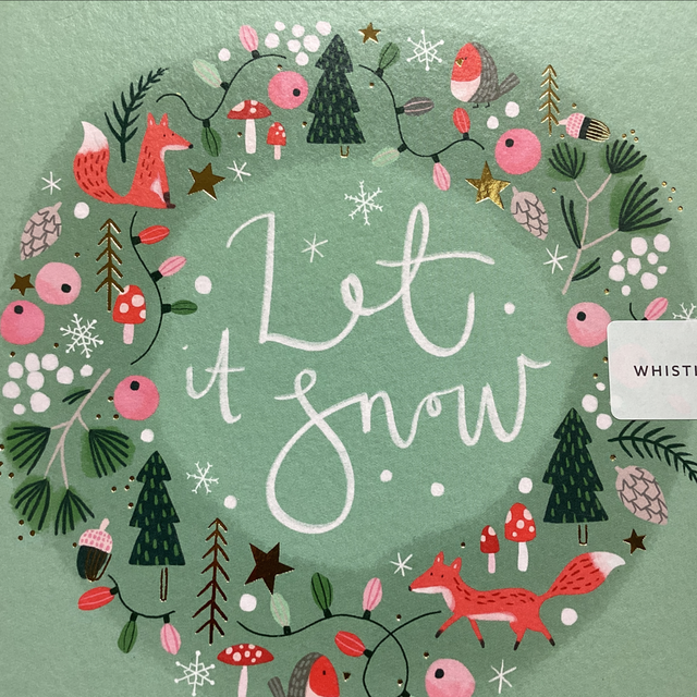 Christmas Open Whistlefish- Let it snow (Green wreath)/