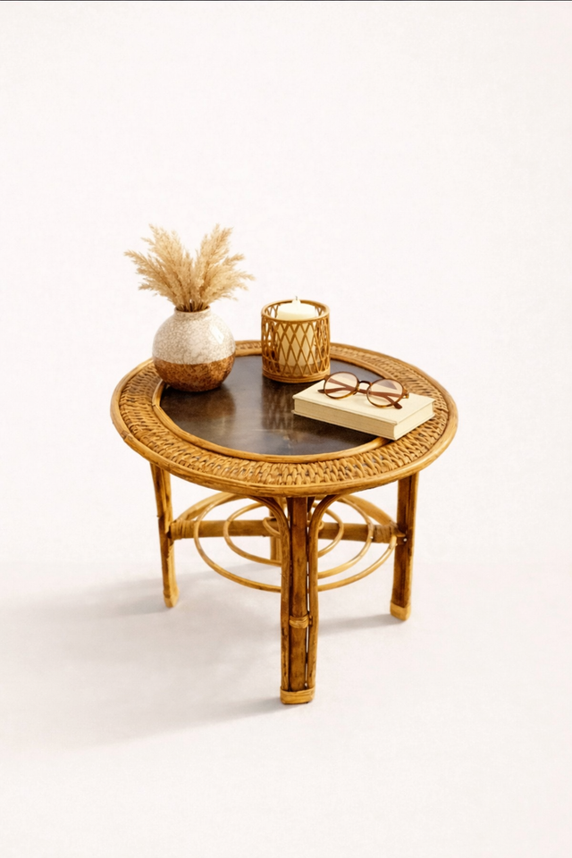 Table basse ronde en osier