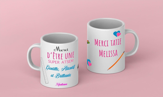 Mug enseignant règle et crayon