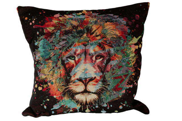 Coussin « Lion Arc-en-Ciel » – Osez l’Énergie et la Couleur