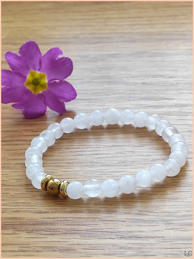 Bracelet Blanche - Quartz blanc 6mm
