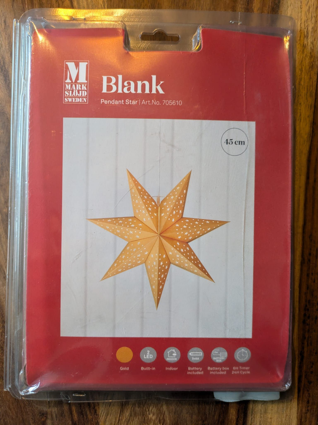 Markslöjd Schweden – Stern „Blank“ 45 cm, Gold, LED – NEU