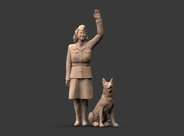 3Dimontis - WW2 Luftwaffenhelferin with Dog