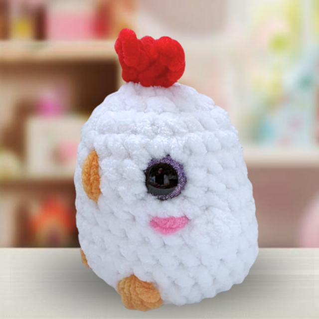 Crochet Chenille Bird Friend, Chicken, Ukca tested
