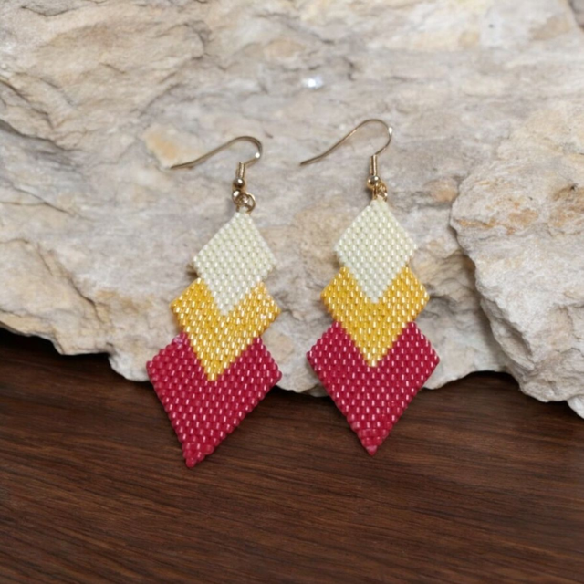 Boucles d'oreilles trio de losanges