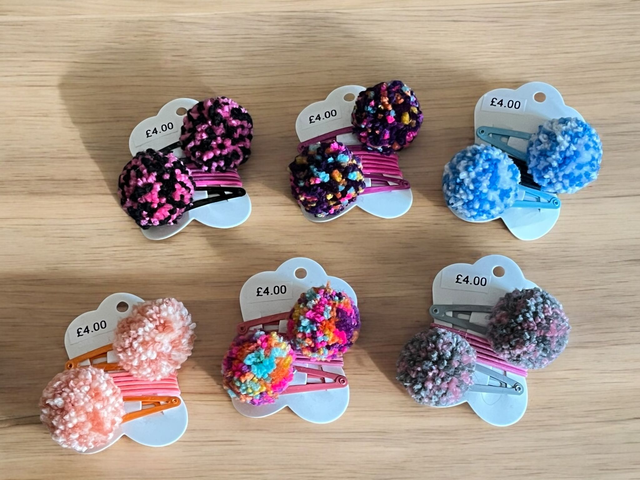 Hair Clips - Pom Poms