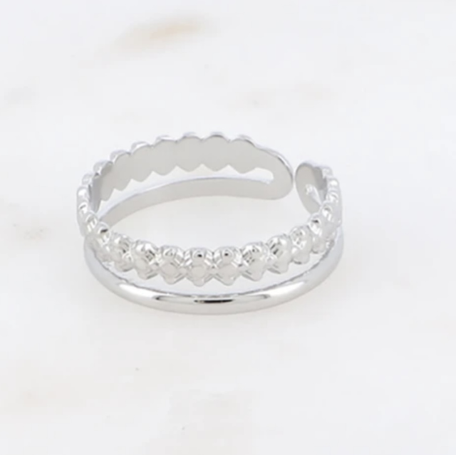 Bague ligne de fleur argent 