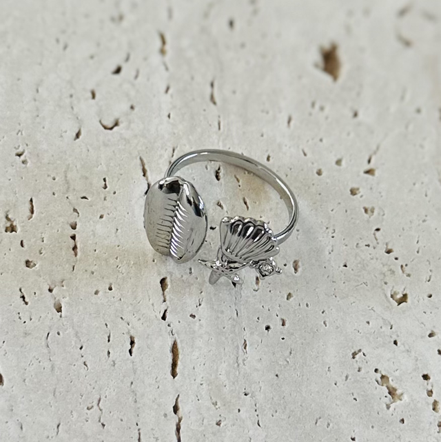 Ring schelpen zilver