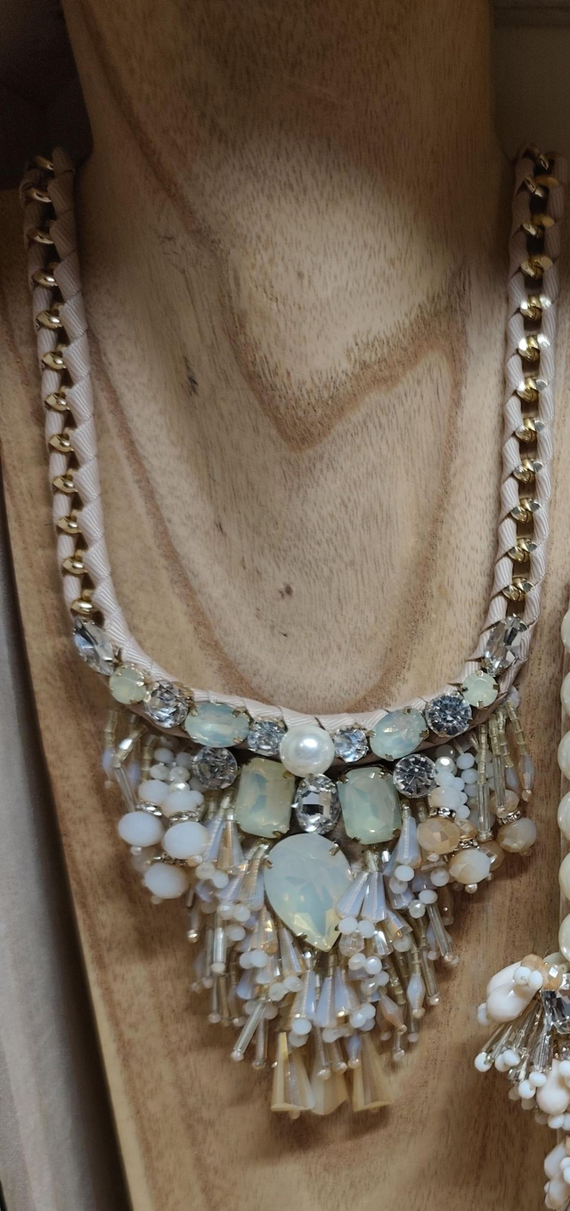 BIG COLLIER DIAM'S ROSE ET CHAMPAGNE 0001266