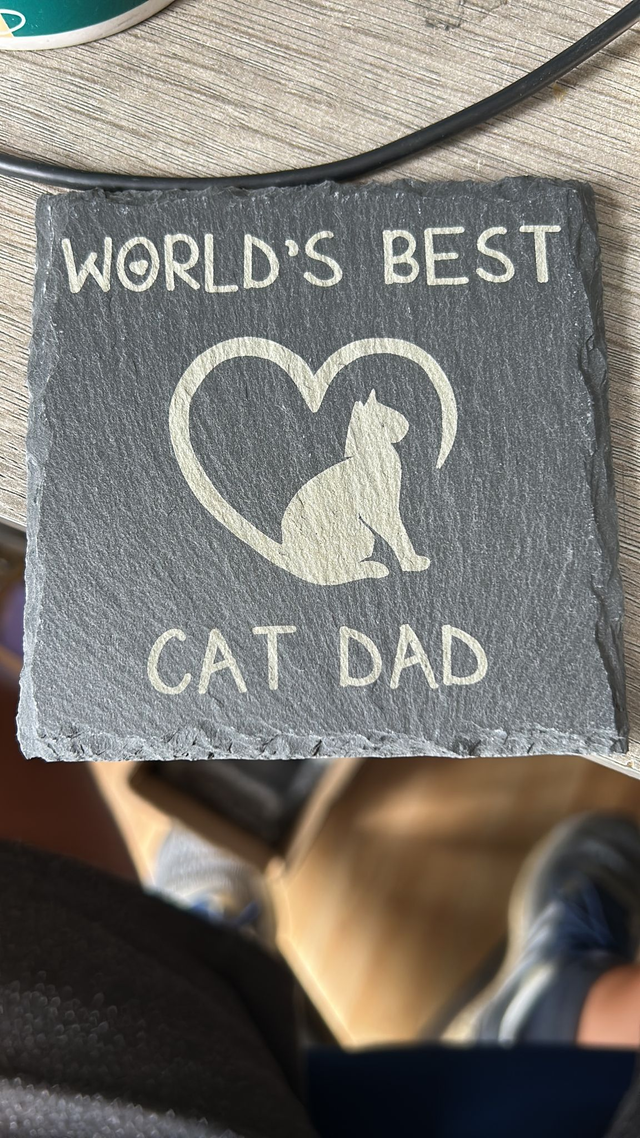 World&#039;s BEST Cat dad slate coaster
