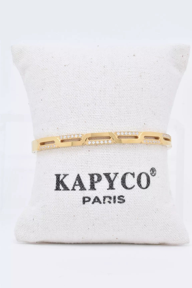 BRACELET  JONC EN ACIER DORE 