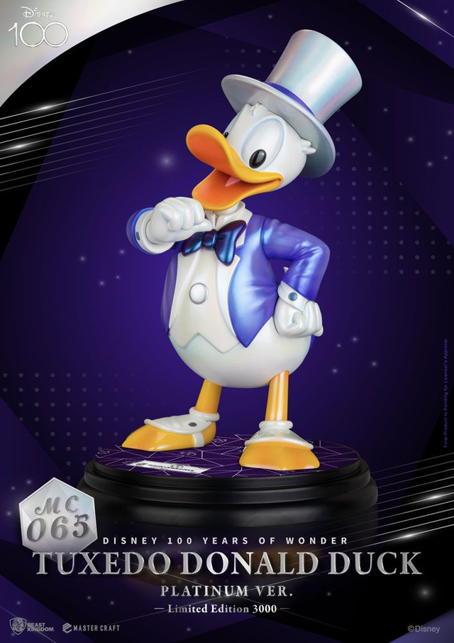 Beast Kingdom Disney 100th Master Craft Statue Tuxedo Donald Duck Platinum Version