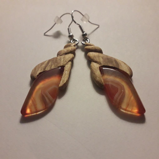 Carnelian Agate and Palo Santo Aromatherapy Earrings