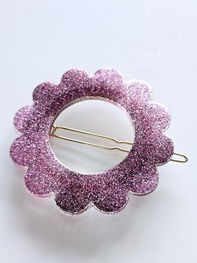 BARRETTE FLEUR paillettes 2 violets