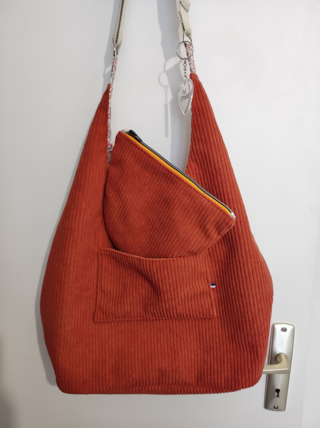 Sac cabas ORI velours côtelé terracotta