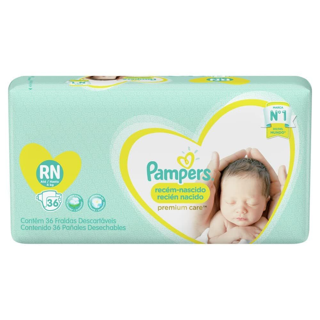 Fralda Pampers Premium Care RN 36 unidades