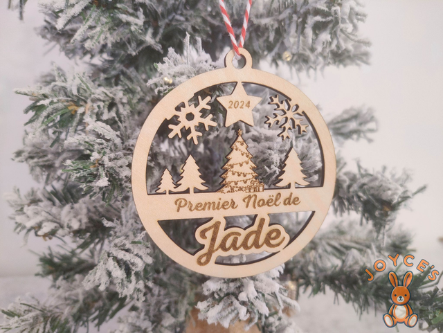 Boule de noël "premier noël"  - 9cm - Modèle Jade