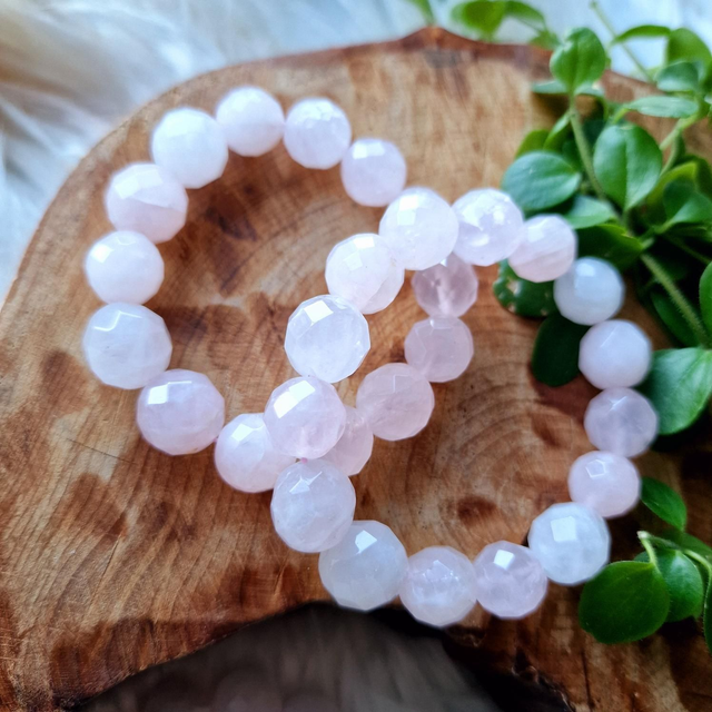 Rose Quartz Faceted 12mm Beaded Bracelet 