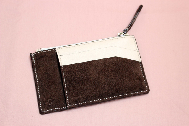 Porte Monnaie - MarronVelours&amp;Crème