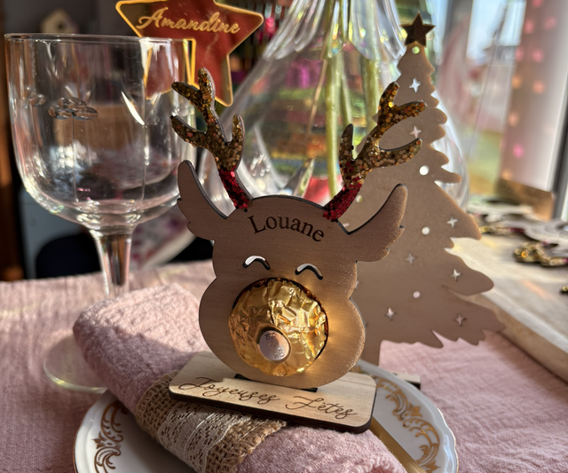 Cerf porte chocolat paillettes 