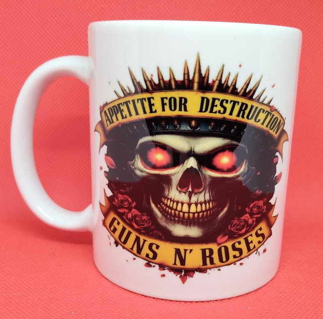 Custom Printed Guns N' Roses "Appetite For Destruction" Mug.