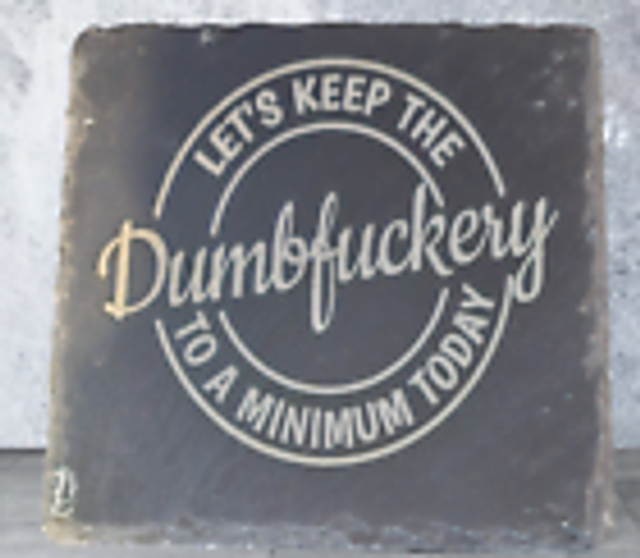 Slate Coaster - Lets Keep The Dumbfuckery to a Minimum Today