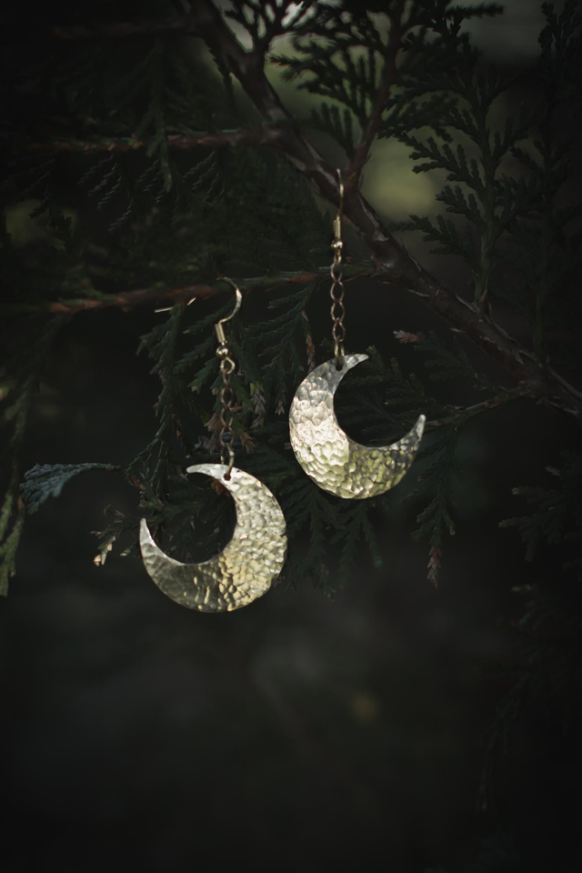 Lune - Boucles medium, lune martelée 