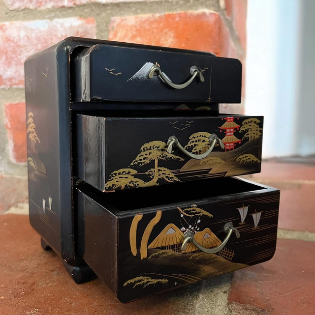 A Early 20th Century Japanese Post Meiji Period, Lacquered Chest Of 3 Table Draws