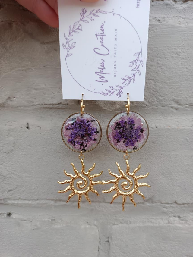 Boucles trio de Fleurs séchées &amp; soleil