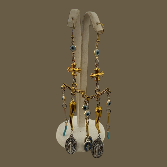 Orecchini Tris corno/croce 25NM-52