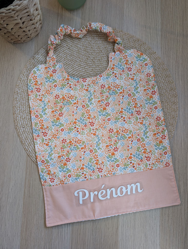 Serviette de cantine enfant orange fleurie