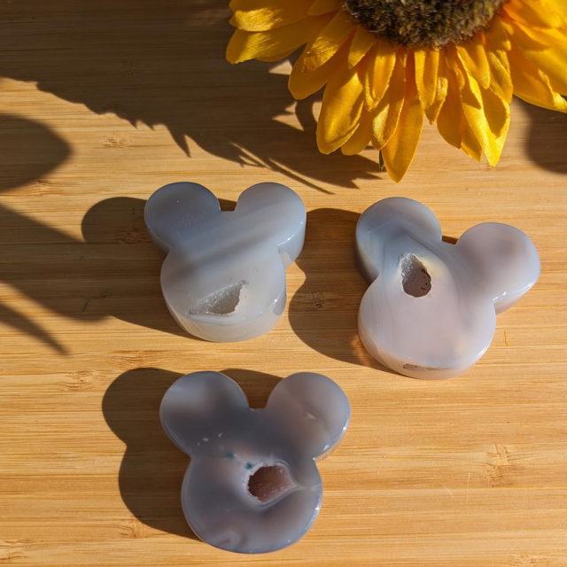 Druzy Agate Mickey Mouse Head Crystal Carving 