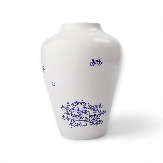 Heinen Delfts Blauw De Blauwe Fiets vaas nr. 2