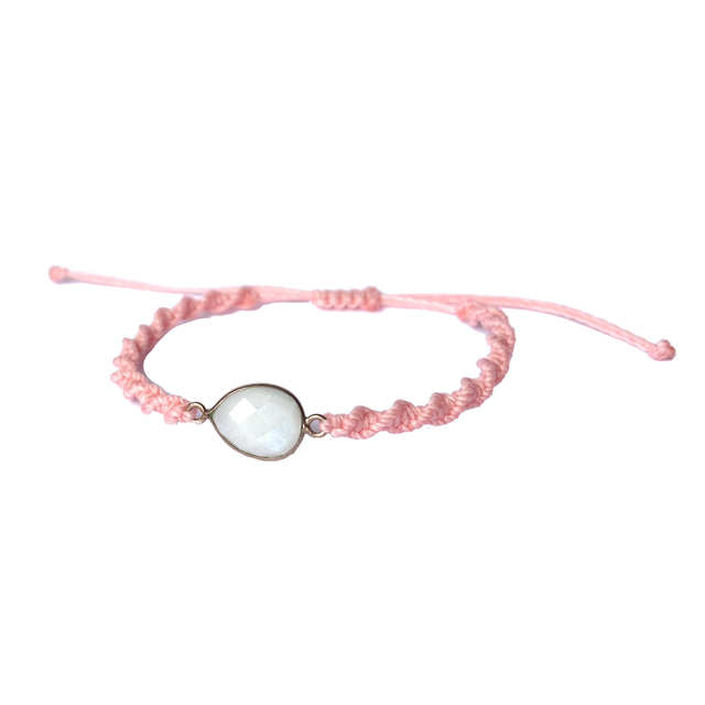 Bracelet micro-macramé habillé d’une Pierre de Lune naturelle