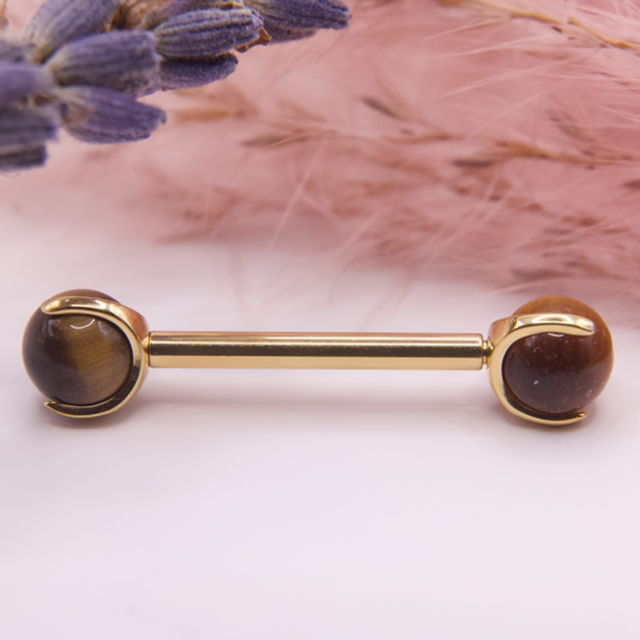 Barbell Pierres Naturelles Tiger Eye 