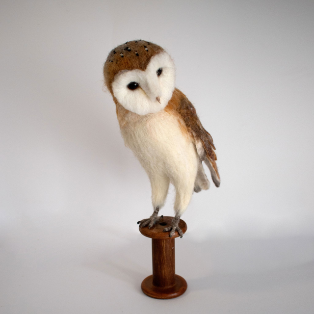 Barn Owl - needle felted sculpture