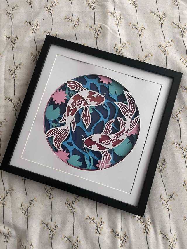 Koi carp Shadow box