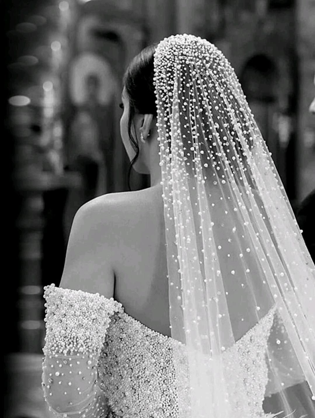 Voile de Mariée 07 longue avec perles 