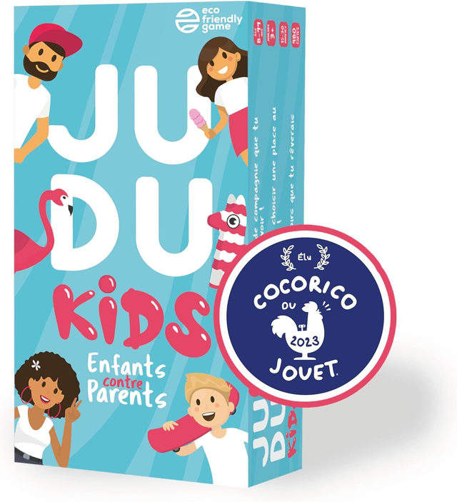 Jeux de société JUDUKIDS - Le Jeu de Cartes Familial hilarant - Questions et Défis pour en Apprendre Plus sur Ses Parents ou Ses Enfants !