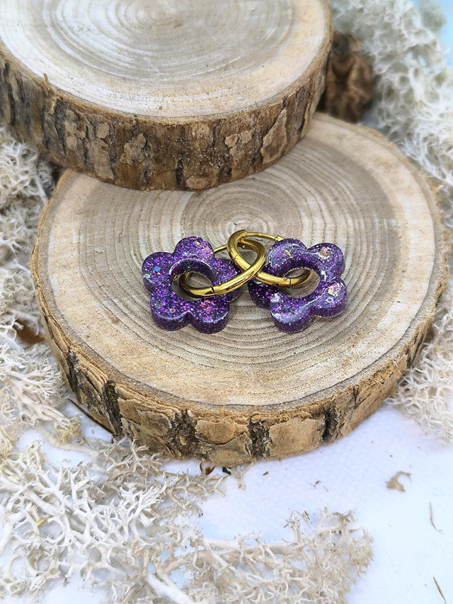 Pampilles interchangeables violette pailleté 