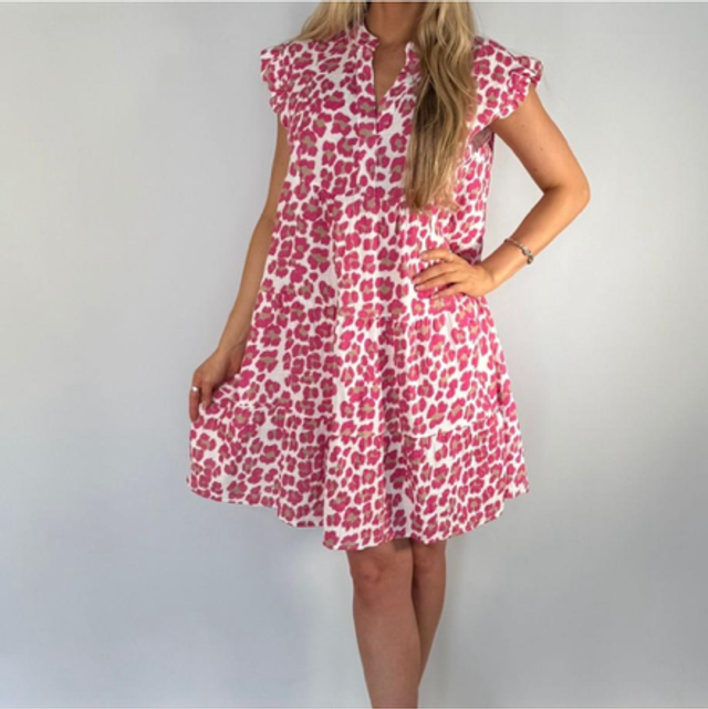WAFFLE LEOPARD PRINT DRESS