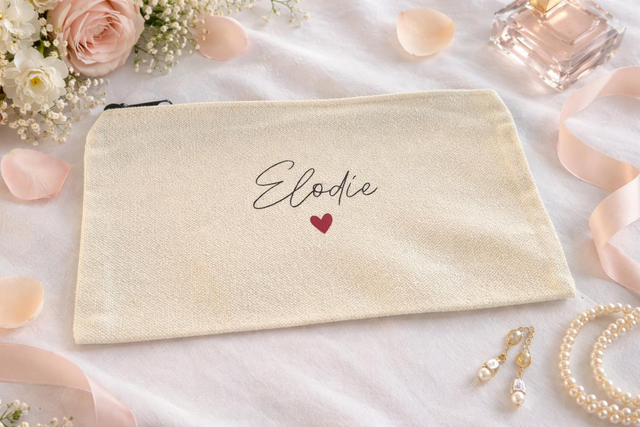 Pochette personnalisée prénom à offrir simple avec cœur