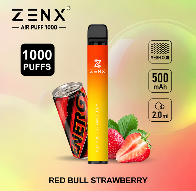 ZENX Air Puff 1000 – Red Bull Strawberry – 20 mg