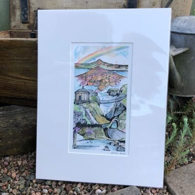 Antrim Coast Landmarks Rainbow (print)