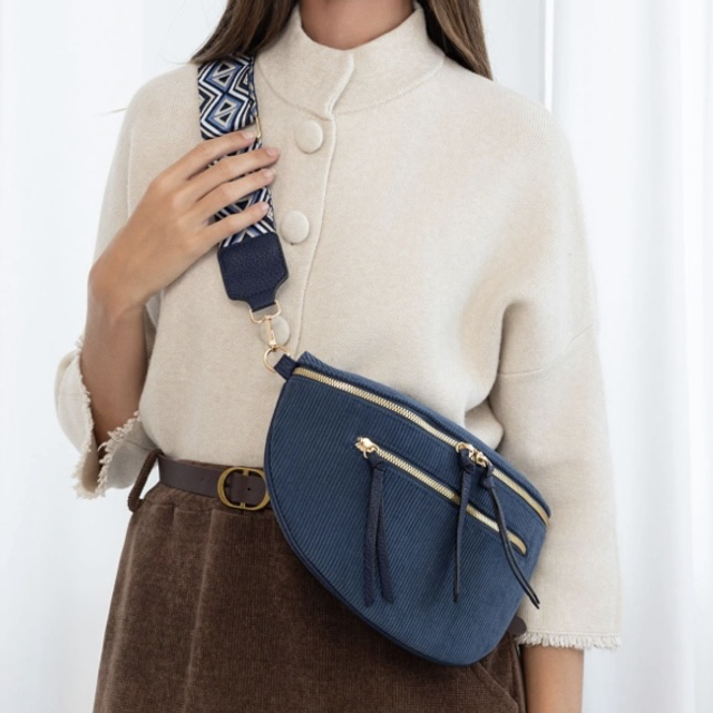 Sacoche en velour bleu